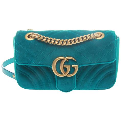 gucci marmont petrol blue velvet|Gucci Marmont suede bag.